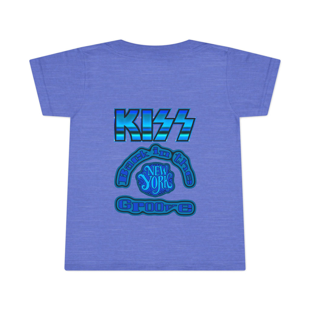 Toddler T-Shirt - KISS Band Graphic Tee (Blue Retro Rock Guitar Design)
