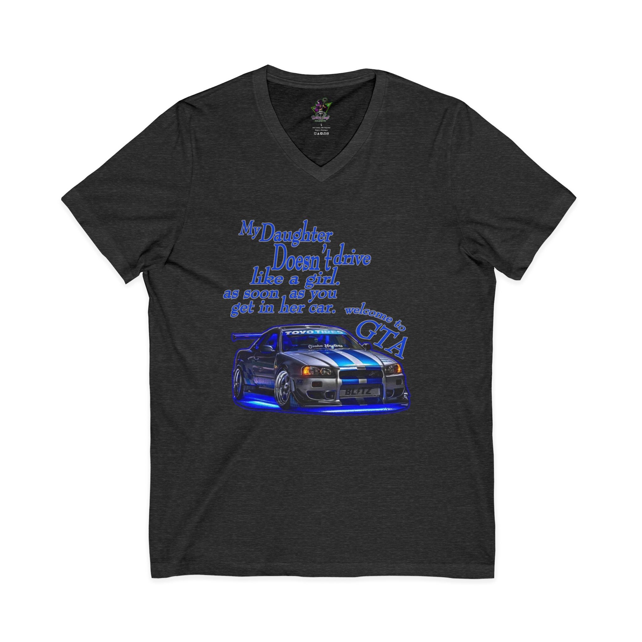 Daughter Doesn't Drive Like A Girl Blue / V-Neck Tee