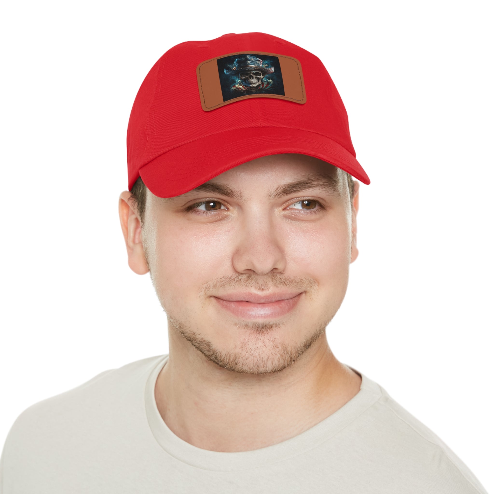 Skull Cowboy / Leather Patch Hat