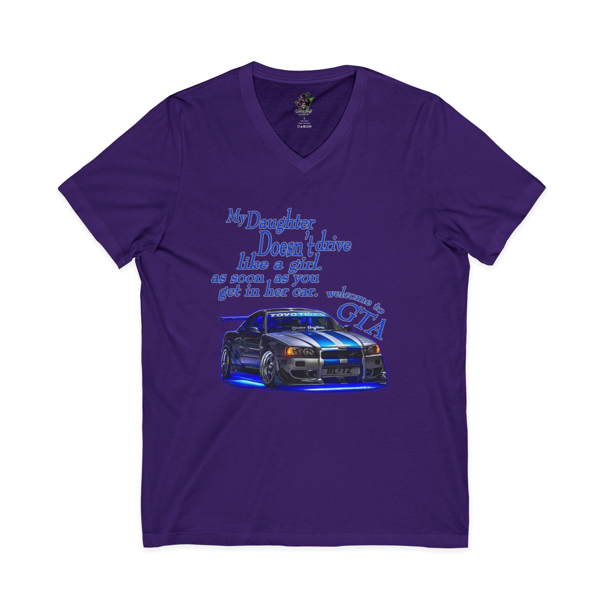 Daughter Doesn't Drive Like A Girl Blue / V-Neck Tee
