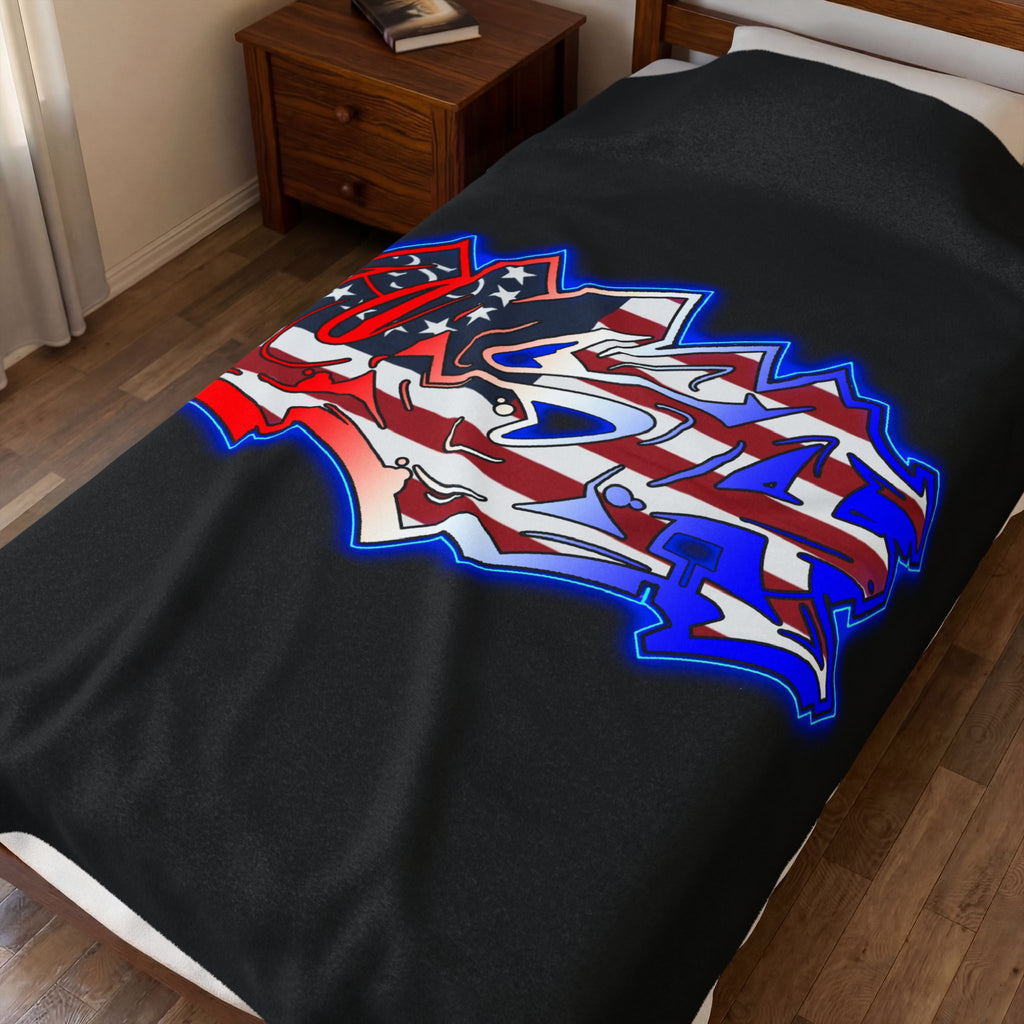 USA Graffiti / Velveteen Plush Blanket