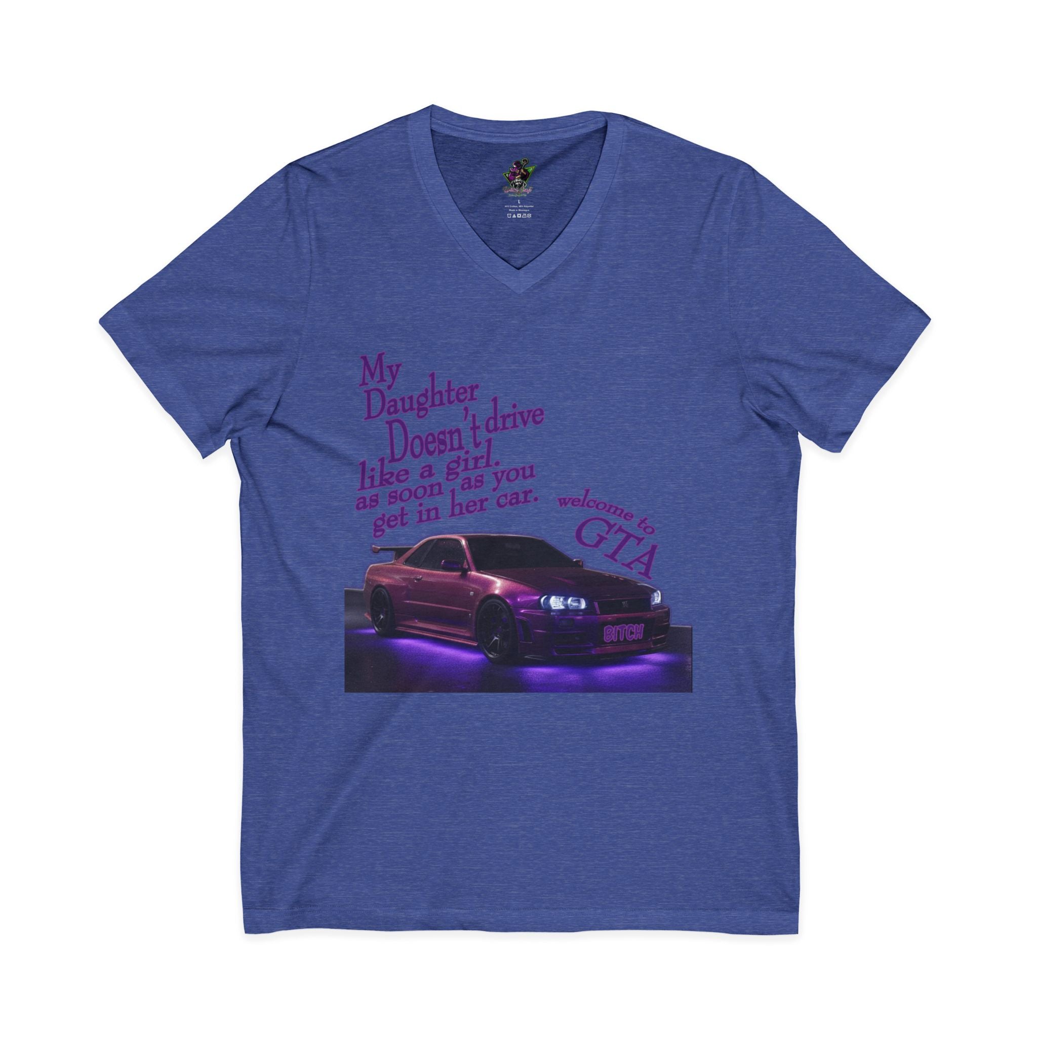 Daughter Doesn't Drive Like A Girl Purple / V-Neck Tee