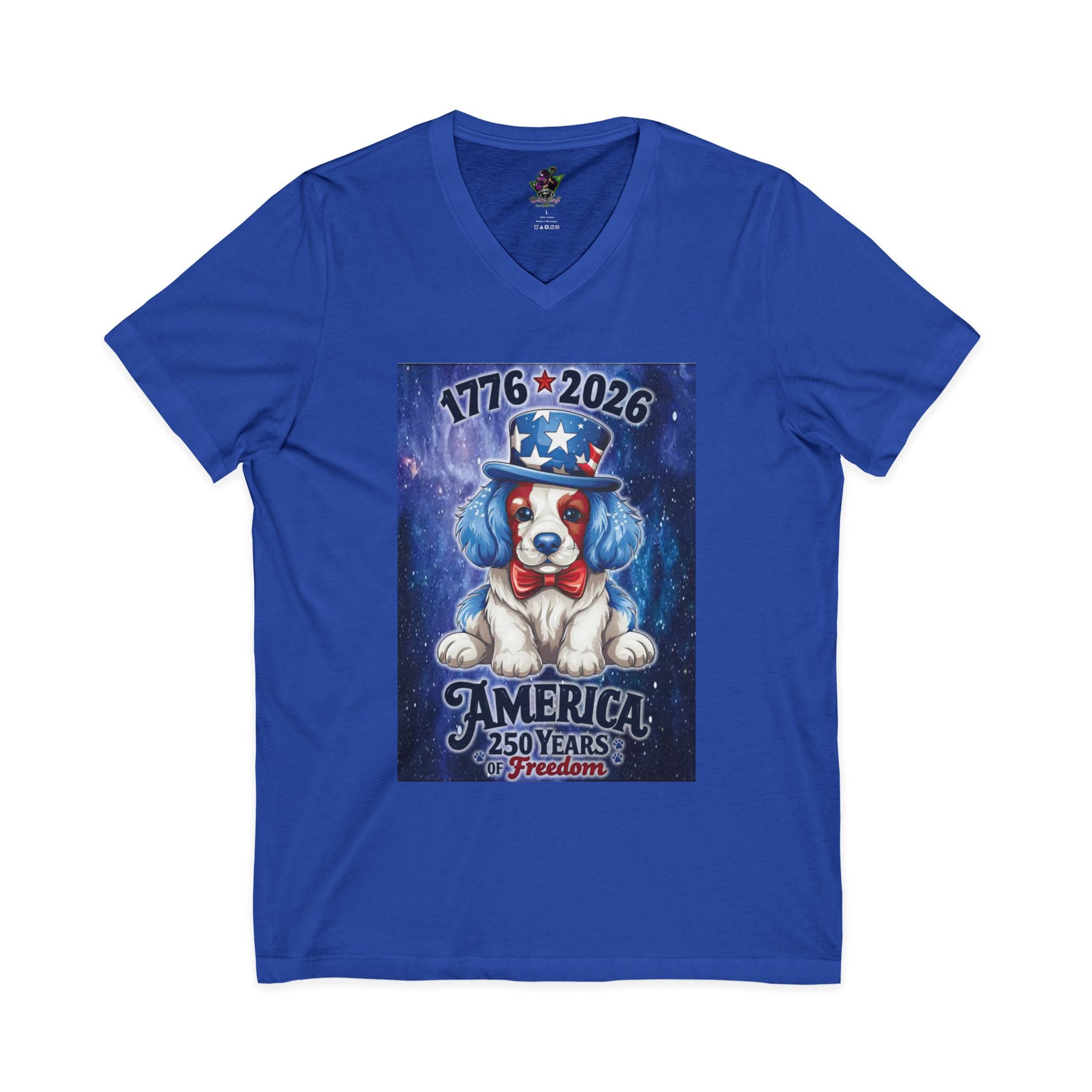 Patriotic Puppy America 250 / V-Neck Tee