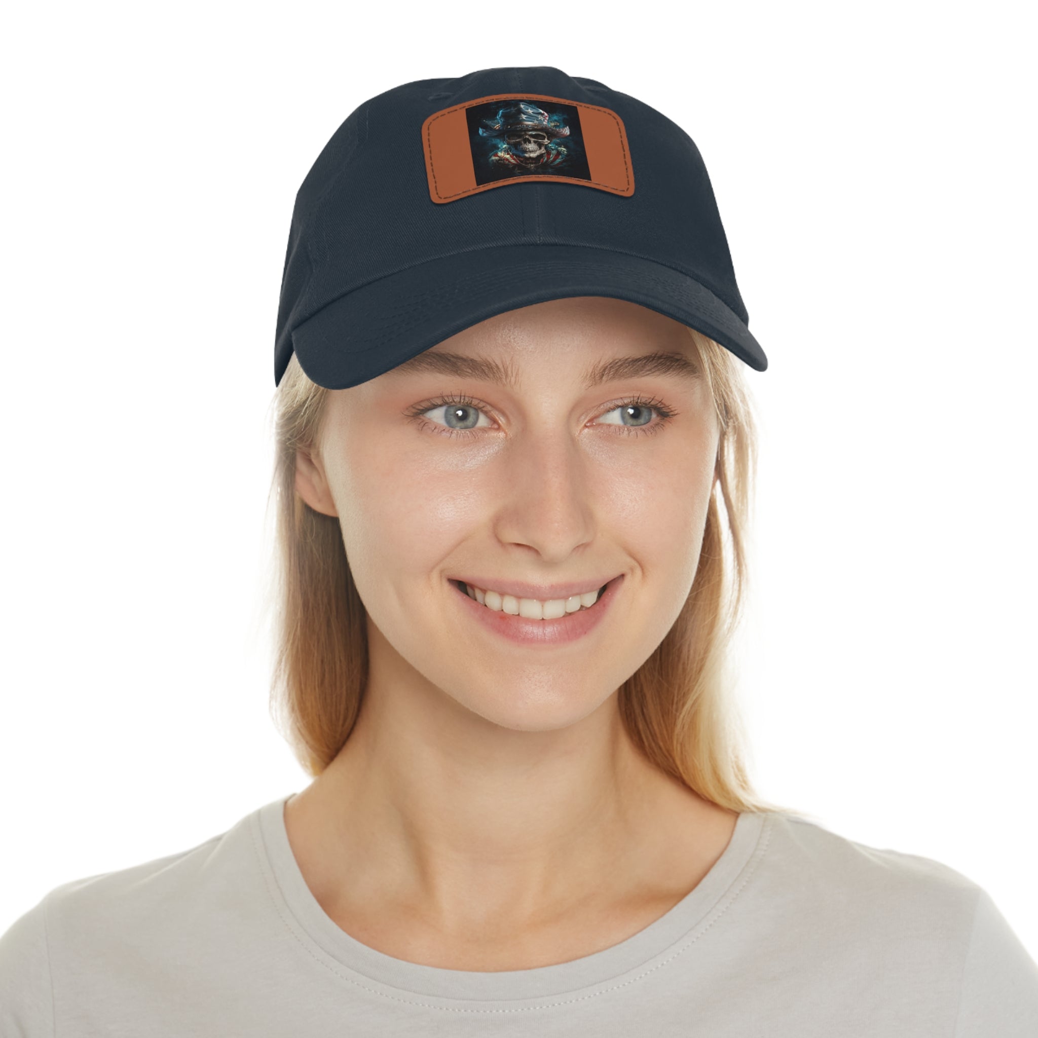 Skull Cowboy / Leather Patch Hat