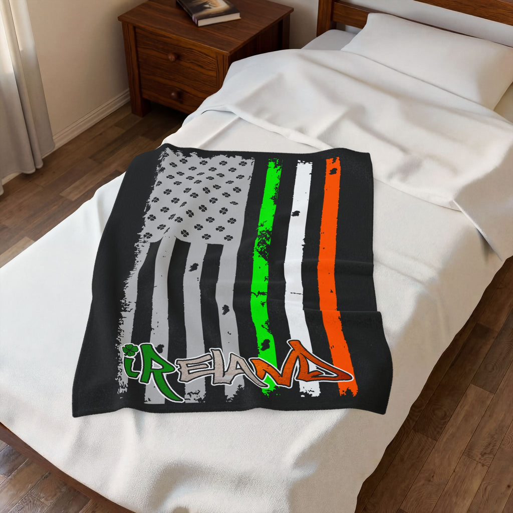 American / Ireland Flag / Velveteen Plush Blanket