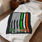 American / Ireland Flag / Velveteen Plush Blanket