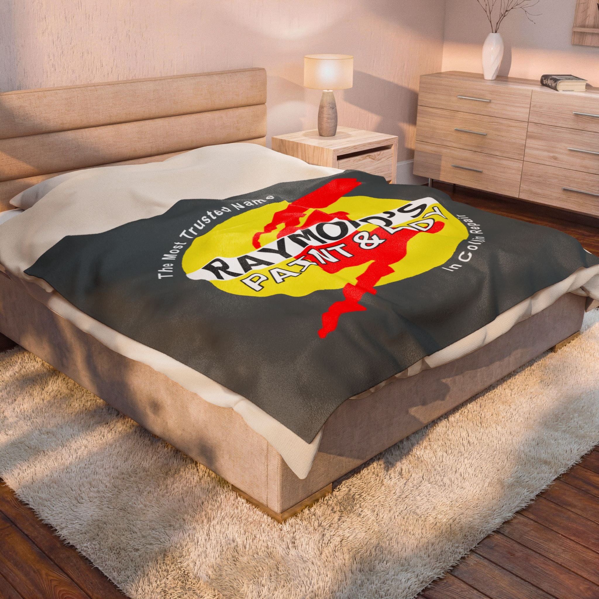 Raymond's Paint & Body Logo / Velveteen Plush Blanket