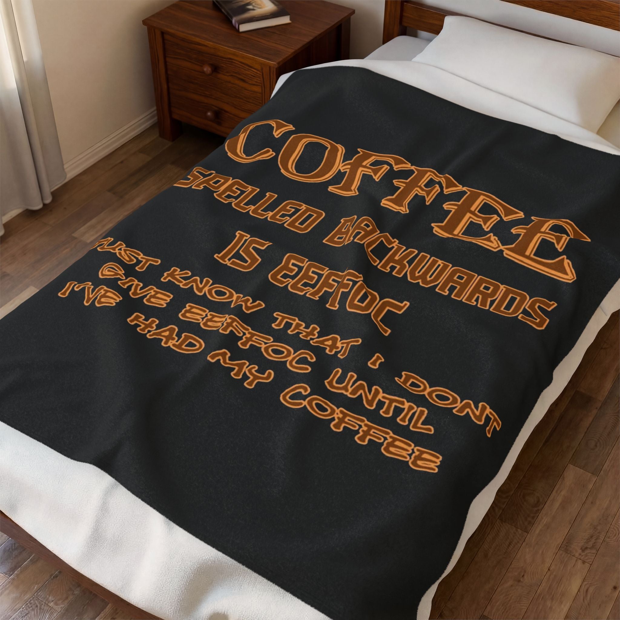 Coffee Spelled Backwards Is EEFFOC / Velveteen Plush Blanket