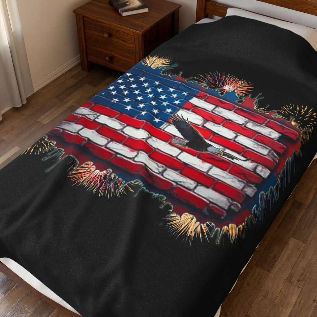 American Brick Flag / Velveteen Plush Blanket