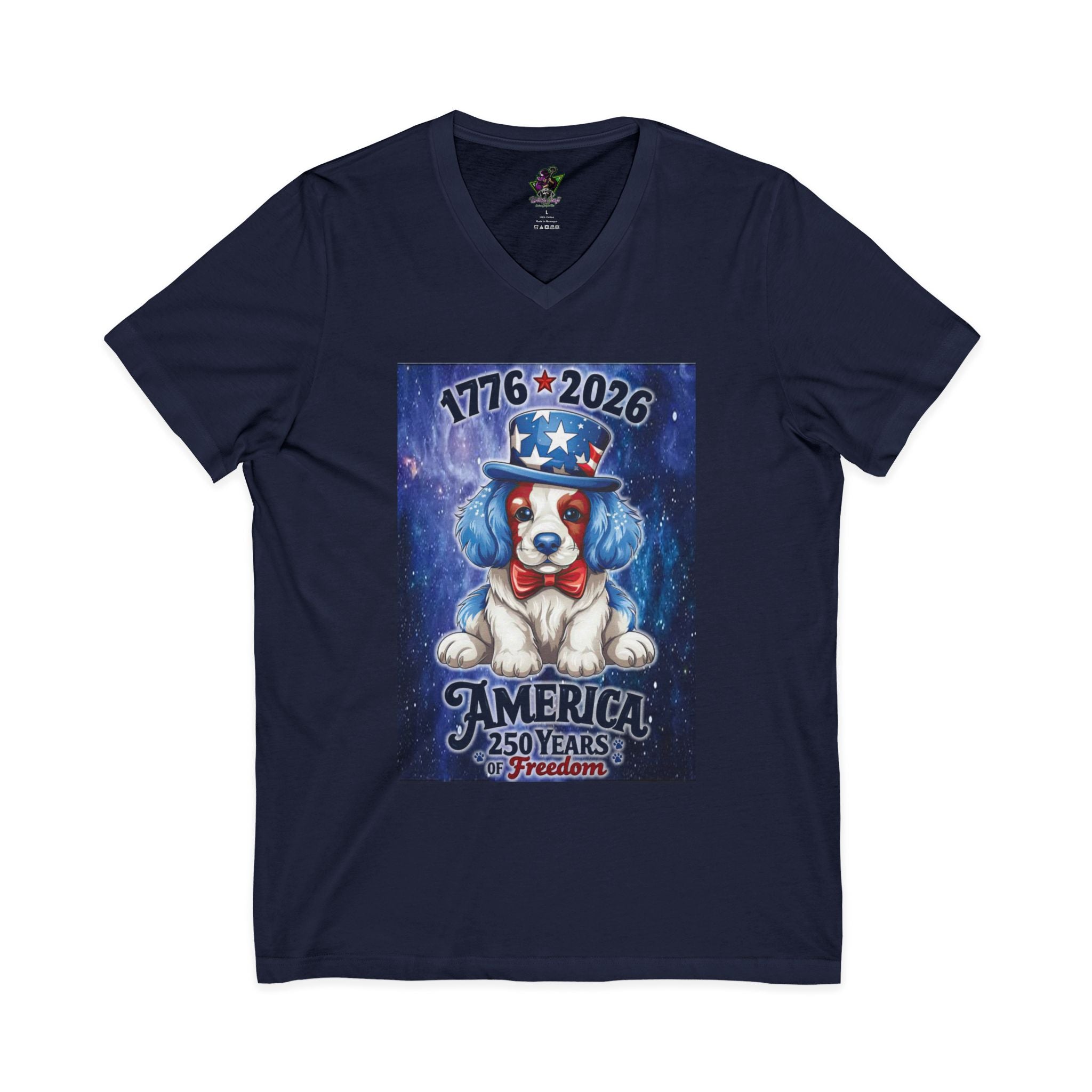 Patriotic Puppy America 250 / V-Neck Tee