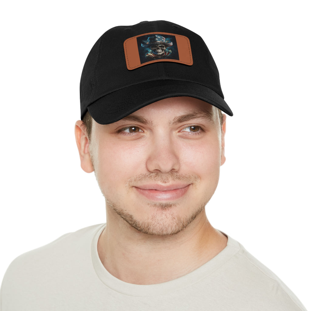 Skull Cowboy / Leather Patch Hat
