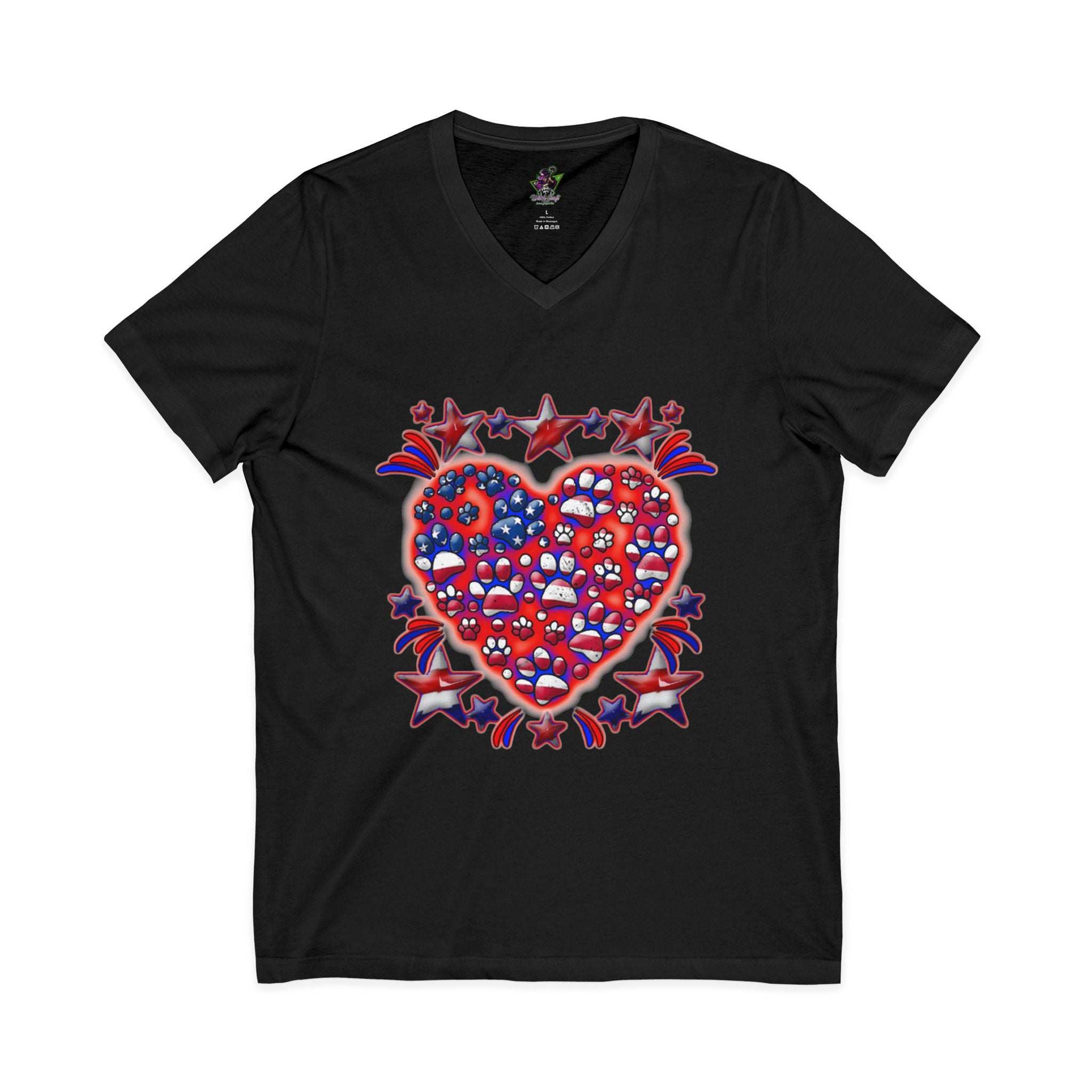 Patriotic Dog Heart / V-Neck Tee